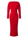 Alberta Ferretti Slash-neck Midi Dress In Red