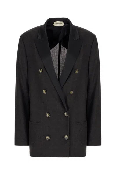 Alberta Ferretti Slate Wool Blazer In Gray
