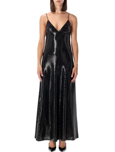 Alberta Ferretti Sleek Evening Dress With Refined Detail In Black
