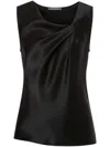 Alberta Ferretti Sleeveless Gathered Satin Blouse In Black