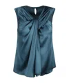 Alberta Ferretti Draped Satin Top In Blue