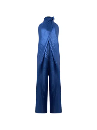 Alberta Ferretti Sleeveless Jumpsuit In Blue