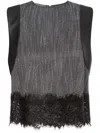 Alberta Ferretti Lace-trim Sleeveless Crop Top In Grey