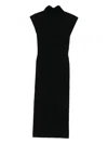 Alberta Ferretti Fitted Midi Dress With Cap Sleeves In Black