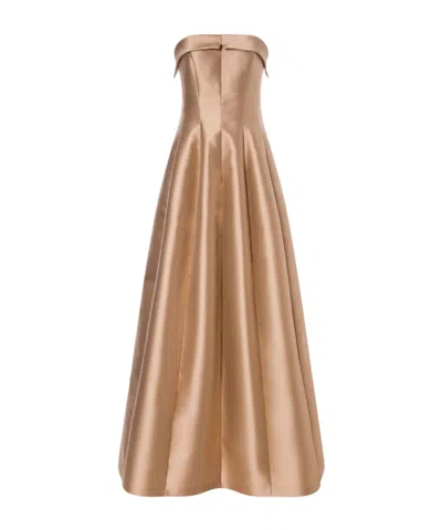 Alberta Ferretti Sleeveless Mikado Evening Dress In Brown