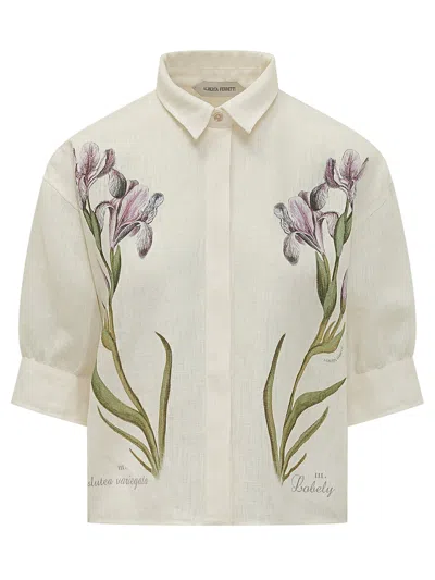 Alberta Ferretti Sleeveless Mini Shirt With Artistic Details In Multi