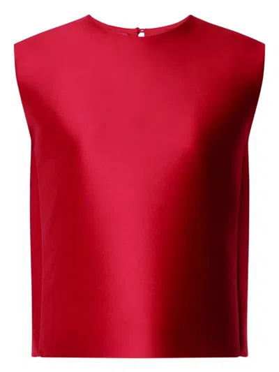 Alberta Ferretti Sleeveless Satin Top In Burgundy