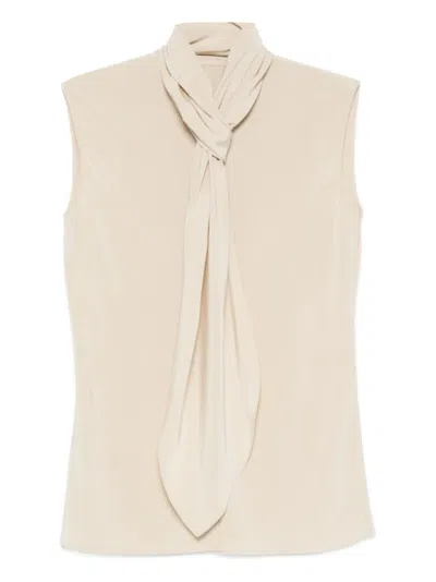 Alberta Ferretti Sleeveless Tie-neck Top In Neutral