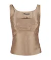 Alberta Ferretti Sleeveless Scoop Neck Fitted Silhouette Top In Nude