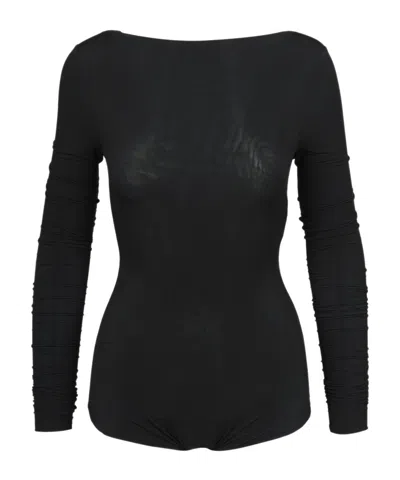 Alberta Ferretti Slim-fit Long-sleeved Bodysuit In Black