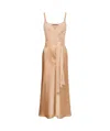 Alberta Ferretti Midi Satin Dress Clothing In Nude