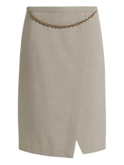 Alberta Ferretti Slit-detail Midi Skirt In Neutral