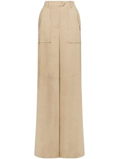 Alberta Ferretti Slit Palazzo Pants In Neutrals