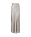 Alberta Ferretti Fluted Satin Skirt In Gray