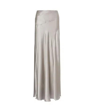 Alberta Ferretti Fluted Satin Skirt In Gray