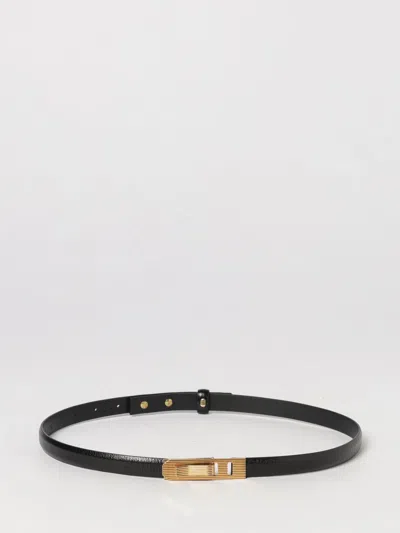 Alberta Ferretti Smooth Leather Belt With Keeper Loop And Interlocking Clasp In Black