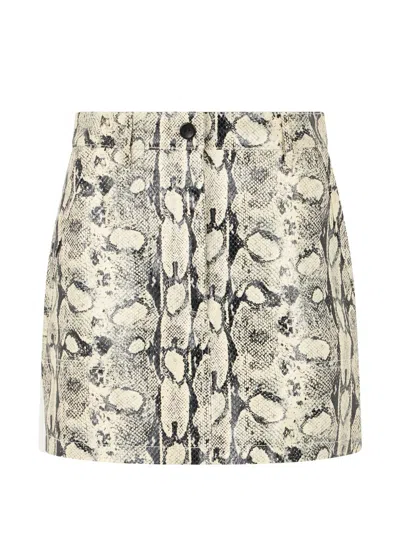Alberta Ferretti Snake-effect Leather A-line Skirt In Multi