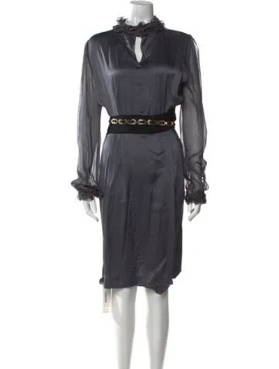 Pre-owned Alberta Ferretti Snakeskin Midi Length Dress In Gray