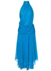 Alberta Ferretti Soft Drapes Blue Dresses In Blue