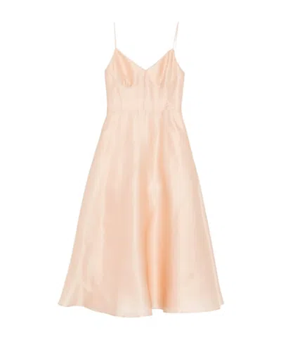 Alberta Ferretti Spaghetti Strap Dress In Brown