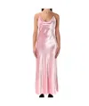Alberta Ferretti Soft Cowl Neck Long Velvet Gown In Pink