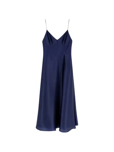 Alberta Ferretti Spaghetti-strap Flared Midi Dress In Blue