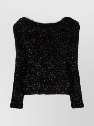 Alberta Ferretti Sparkling Wool Knit Top In Black