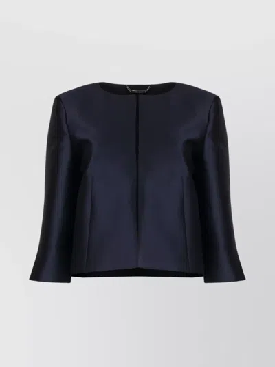 Alberta Ferretti Square Neck Cropped Jacket With 3/4 Sleeves