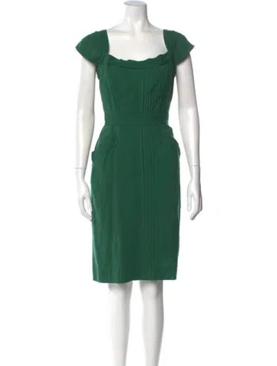 Pre-owned Alberta Ferretti Square Neckline Knee-length Dress In Green