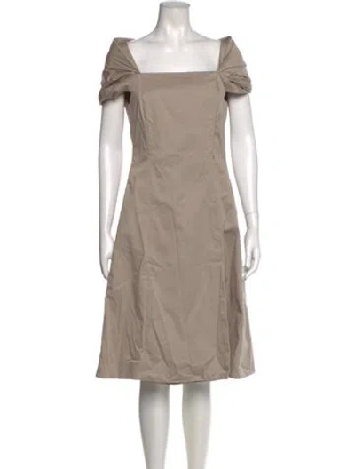 Pre-owned Alberta Ferretti Square Neckline Knee-length Dress In Neutral