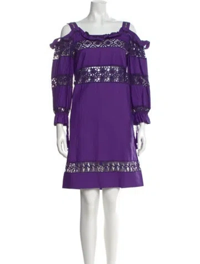 Pre-owned Alberta Ferretti Square Neckline Knee-length Dress In Purple
