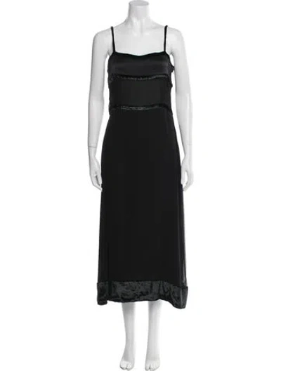 Pre-owned Alberta Ferretti Square Neckline Long Dress In Black
