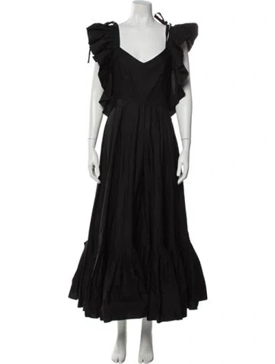 Pre-owned Alberta Ferretti Square Neckline Long Dress In Black