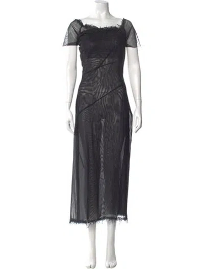 Pre-owned Alberta Ferretti Square Neckline Long Dress In Black