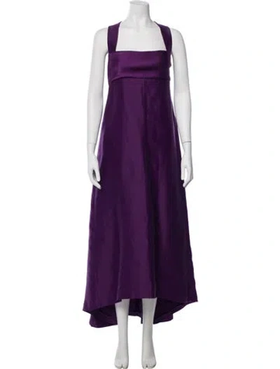 Pre-owned Alberta Ferretti Square Neckline Long Dress In Purple