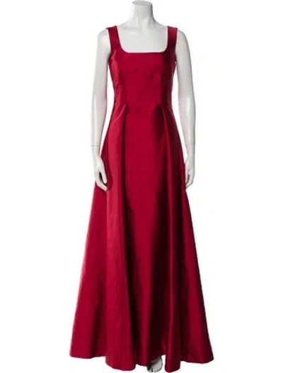 Pre-owned Alberta Ferretti Square Neckline Long Dress In Red