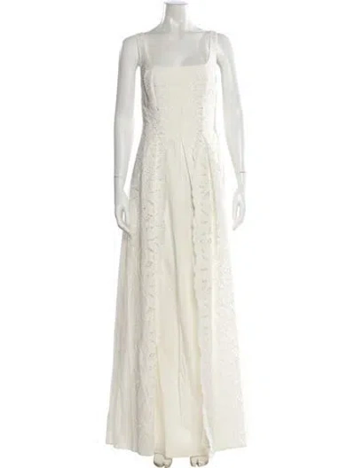 Pre-owned Alberta Ferretti Square Neckline Long Dress W/ Tags In Neutral