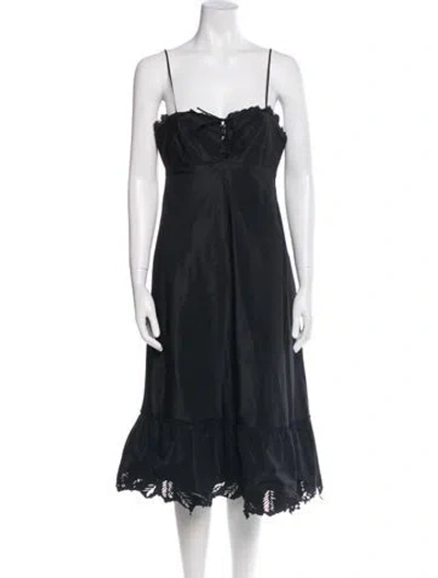 Pre-owned Alberta Ferretti Square Neckline Midi Length Dress In Black