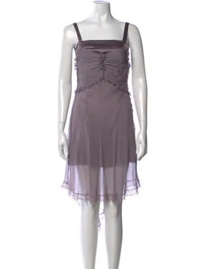 Pre-owned Alberta Ferretti Square Neckline Mini Dress In Purple