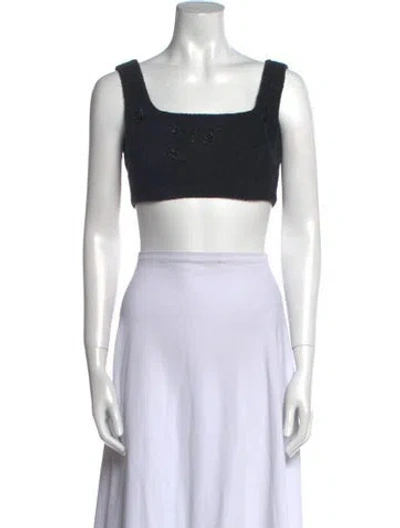 Pre-owned Alberta Ferretti Square Neckline Sleeveless Crop Top In Black