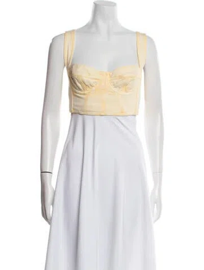 Pre-owned Alberta Ferretti Square Neckline Sleeveless Crop Top In White