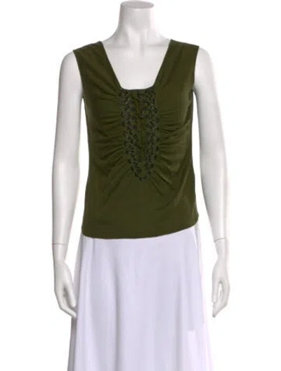 Pre-owned Alberta Ferretti Square Neckline Sleeveless Top In Green