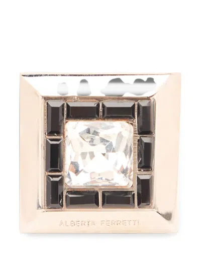 Alberta Ferretti Square Stone-embellished Ring In Multi