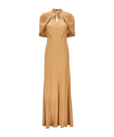Alberta Ferretti Stand-neck Dress In Nude