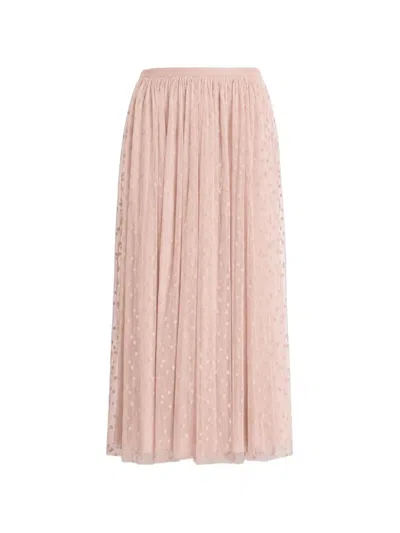Alberta Ferretti Star-embroidered Pleated Midi Skirt In Pink
