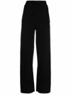 Alberta Ferretti High Waist Wide Leg Trousers With Textured Fabric In 黑色