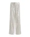 Alberta Ferretti Wide Leg Trousers Sequin Detail Pockets In White