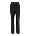 Alberta Ferretti Satin Finish Straight Leg Trousers With Pockets In Blue
