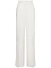 Alberta Ferretti Pleated Straight-leg Canvas Trousers In White