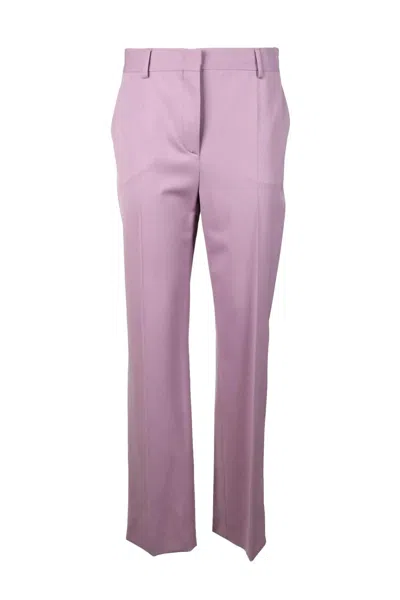Alberta Ferretti Straight-leg Trousers In Soft Virgin Wool Blend In Pink